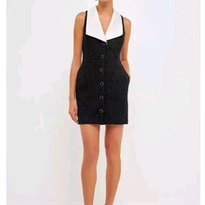 Endless Rose Black and White Button-Up Mini Dress